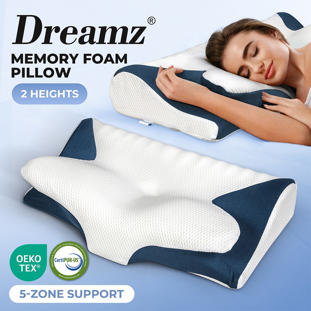 Dreamz Cervical Memory Foam Pillow 5 Zone Support Pain Relief Ergonomic Large