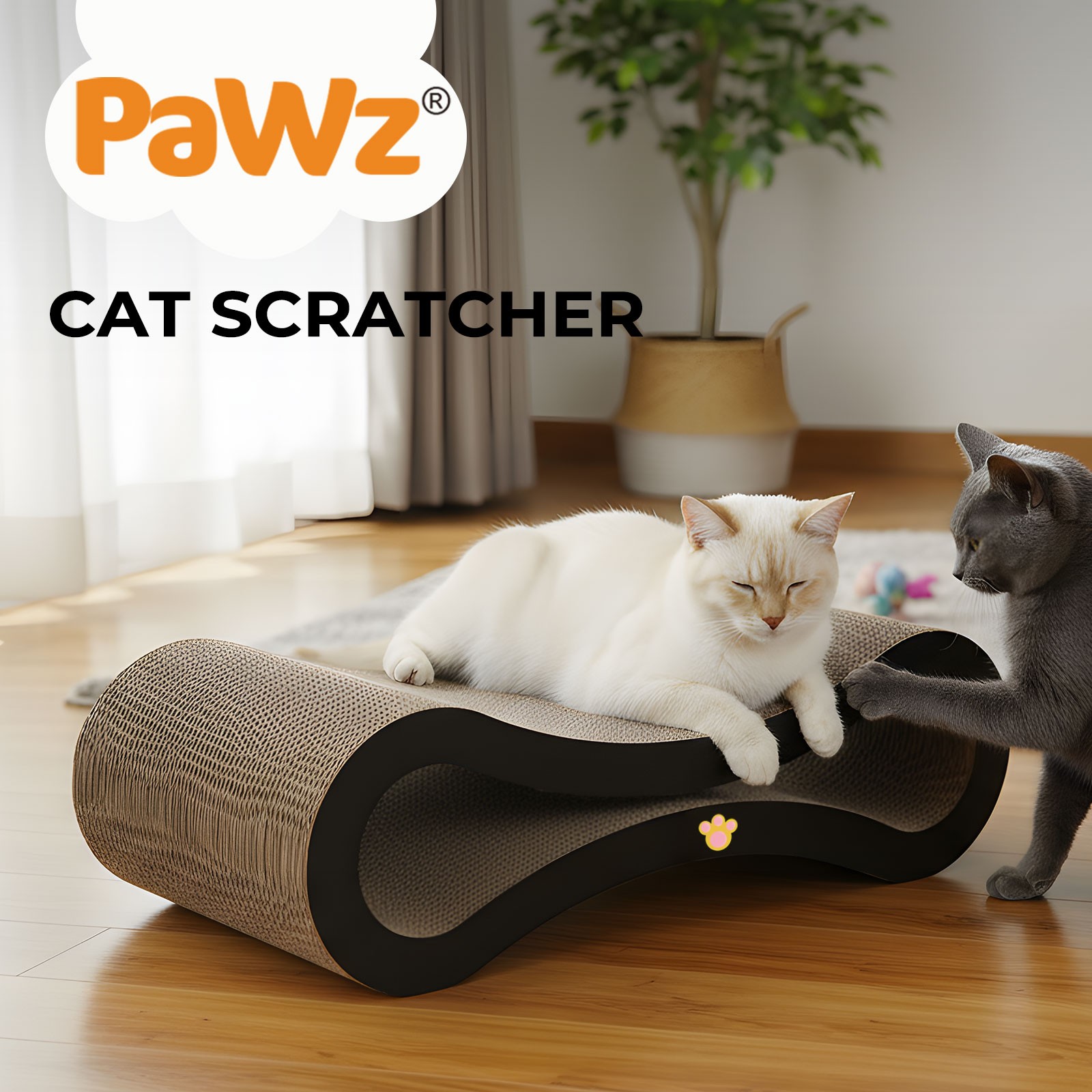 Pawz Cat Scratcher Board Bed Corrugated Cardboard House Condo Toy Black
