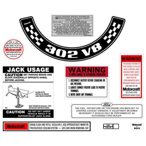 RSP Decal Kit Ford XA ZF 302 V8 Small Air Cleaner - BD2069 Auto