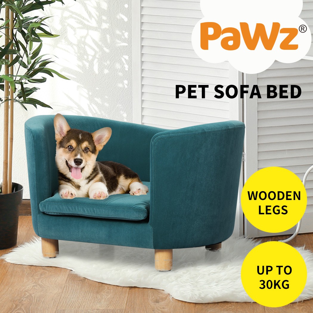 Pawz Dog Sofa Bed Raised Elevated Warm Soft Blue Removable Cover 30kg