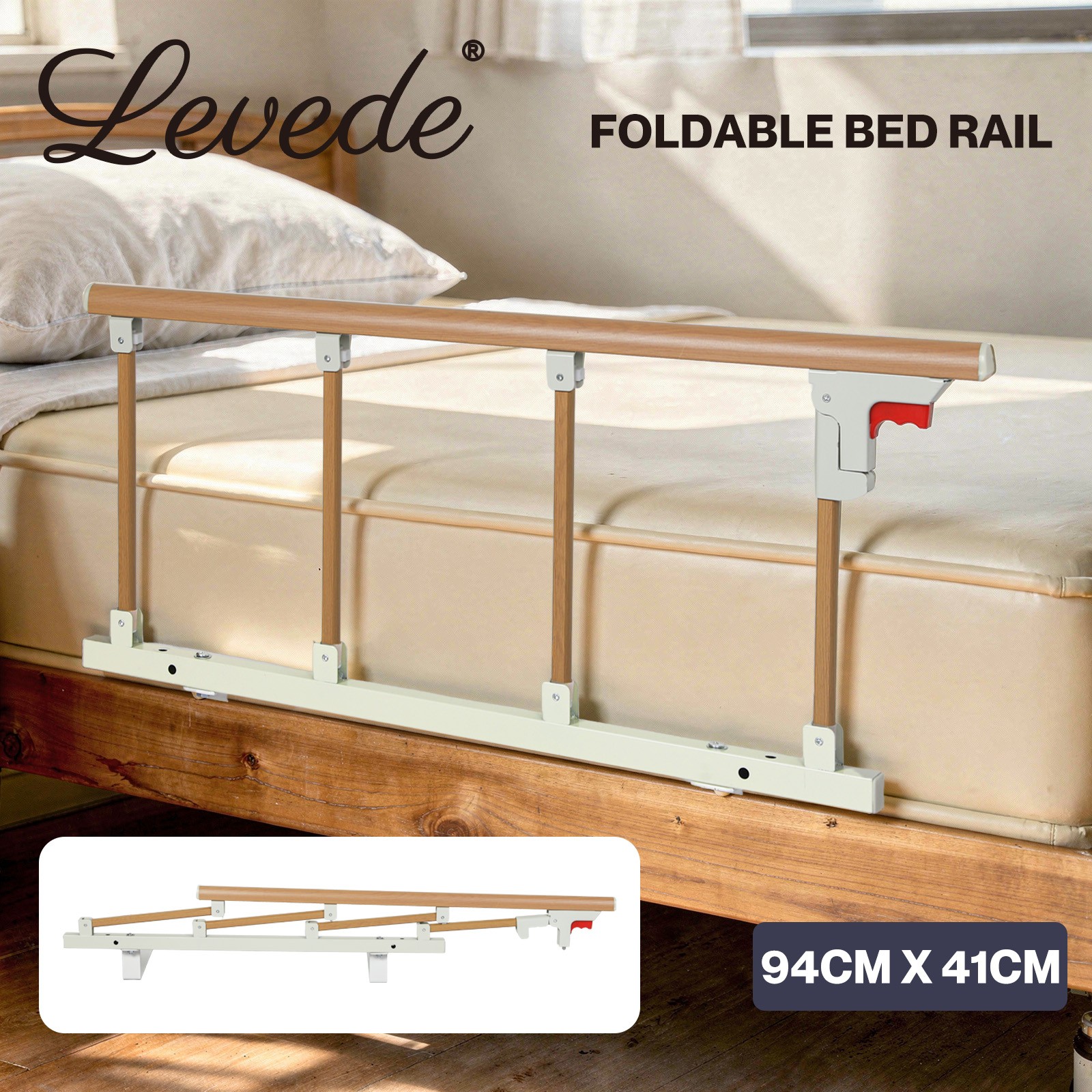 Levede Foldable Bed Rails Adjustable Bedside Grab Handles Elderly Adults Safety