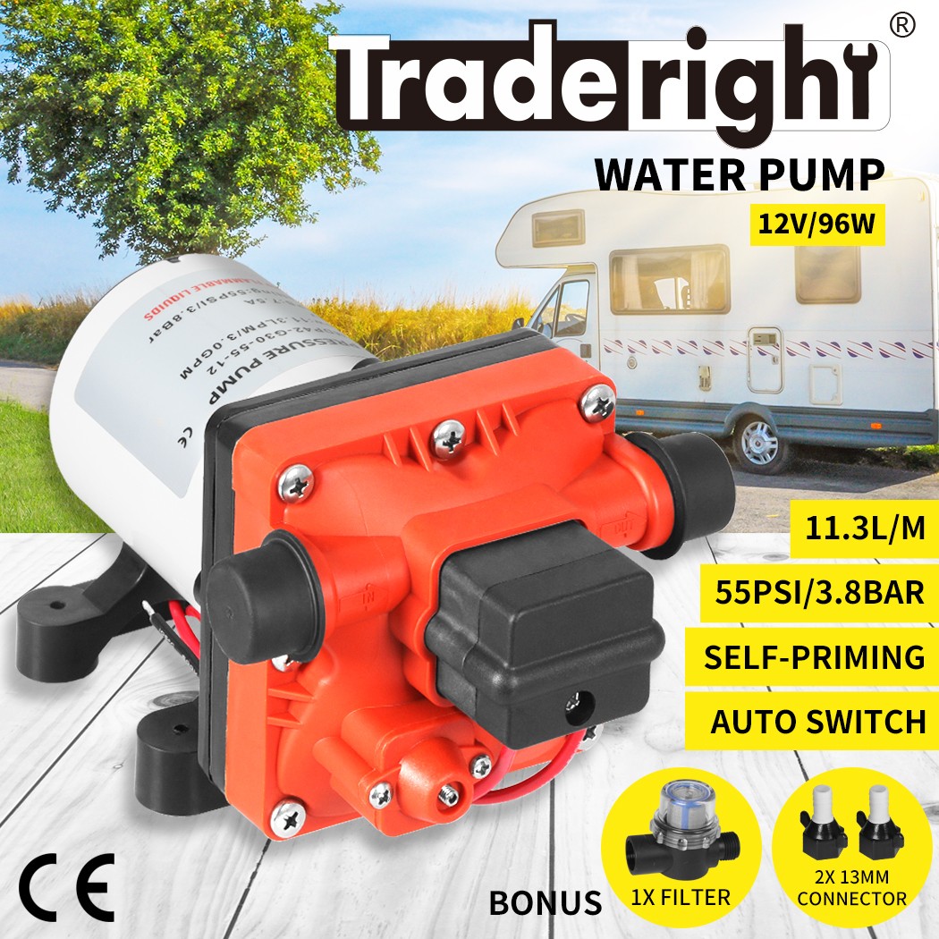 Traderight 12V High Pressure Water Pump Self-Priming Auto Switch Caravan Boat