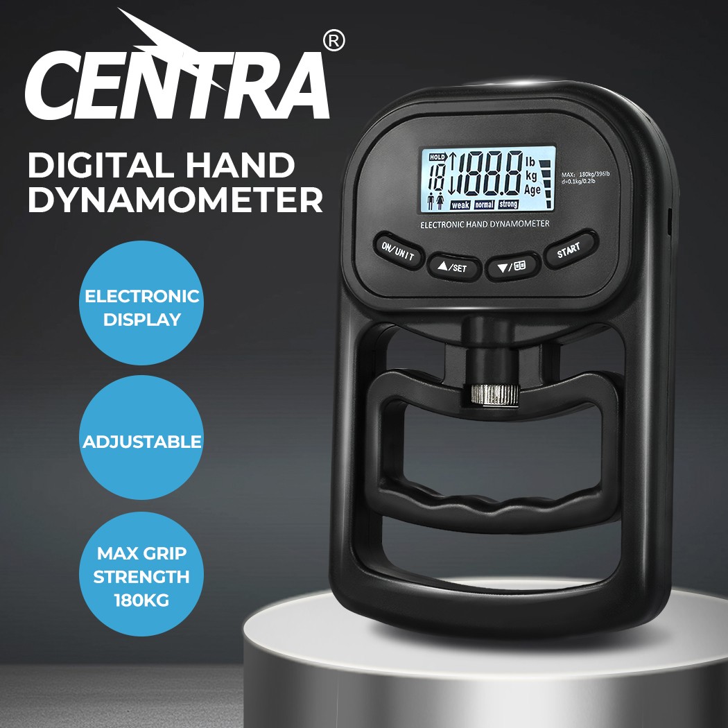 Centra Electronic Hand Dynamometer Grip Strength Tester 180kg Gripper Black