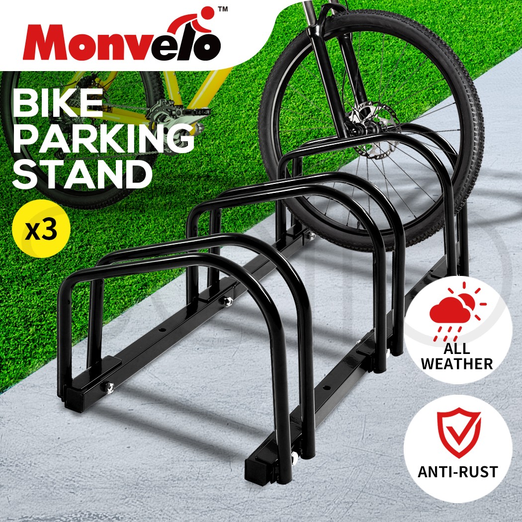 Monvelo 3 Bike Floor Parking Rack Stand Bicycle Instant Storage Cycling Portable
