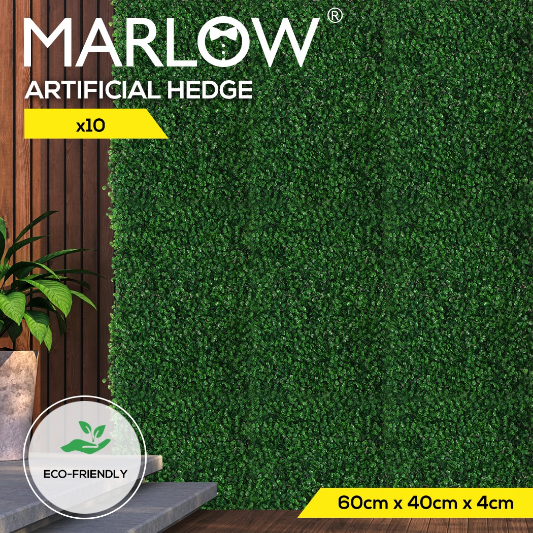 Marlow Artificial Boxwood Grass Wall Mat Fence Green Garden Decor 10 Pcs