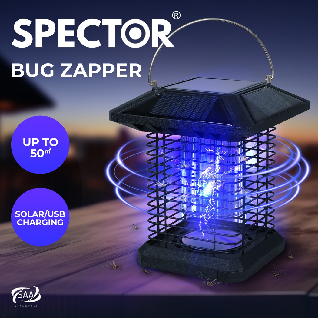 SPECTOR Mosquito Fly Insect Pest Killer Outdoor Bug Zapper Trap Lamp Solar USB