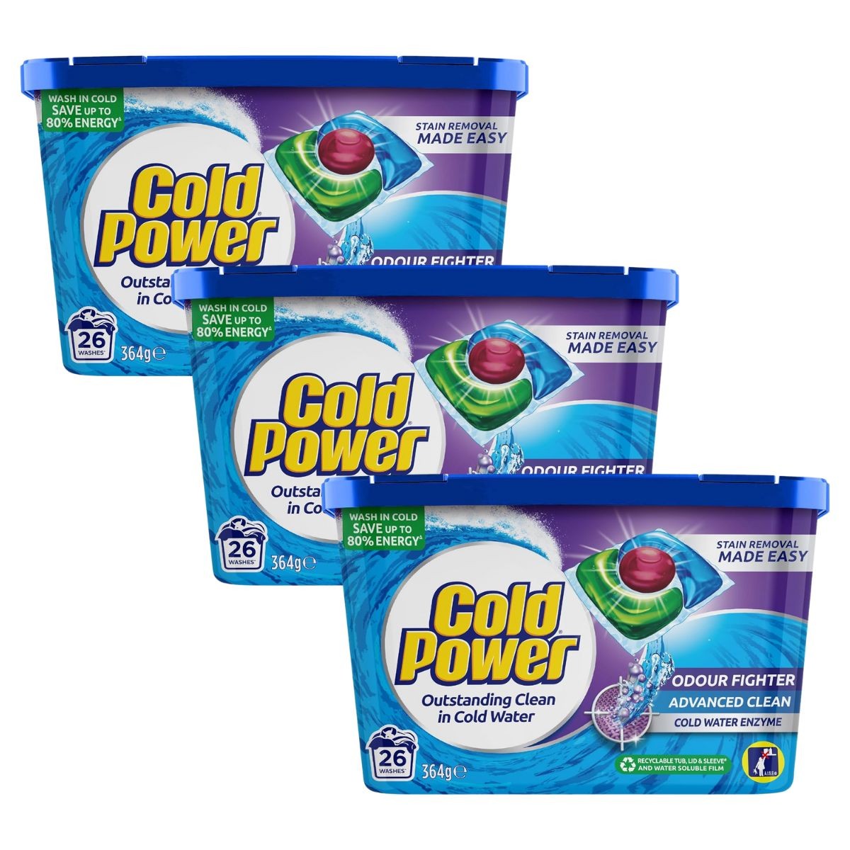 Cold Power Odour Fighter 78 Laundry Detergent Capsules Detergents Softeners