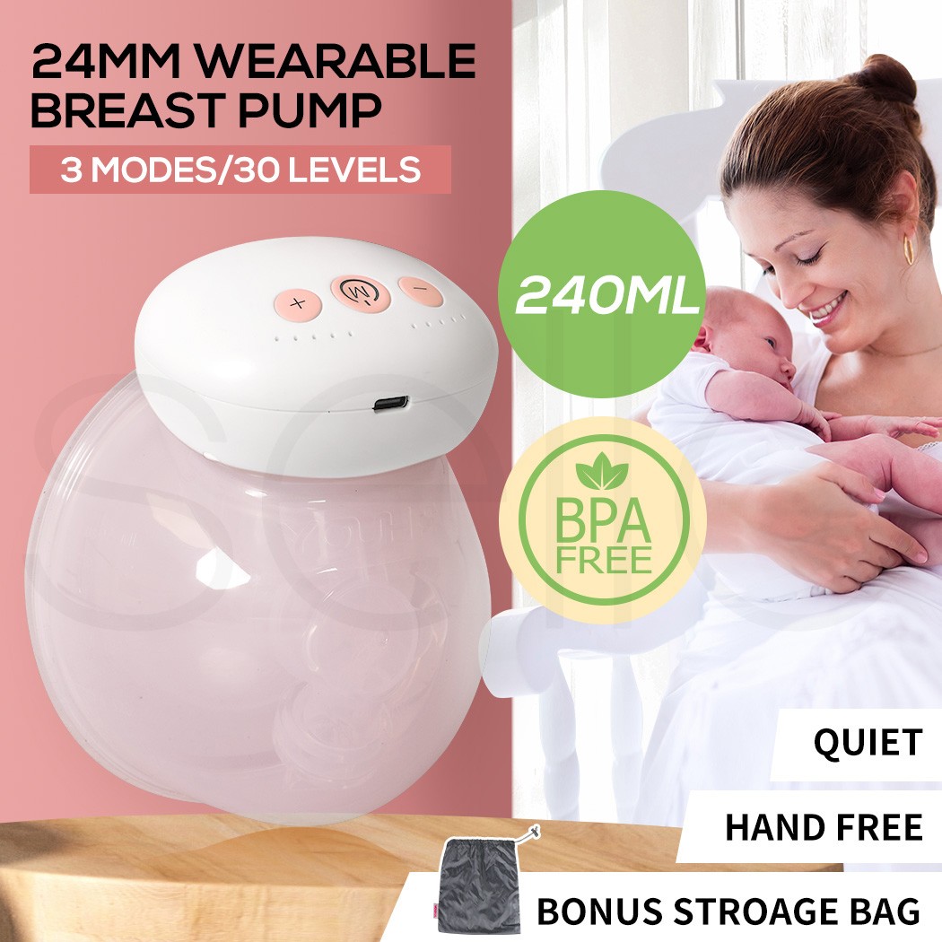 Portable Wearable Electric Breast Pump Silent Hands-Free 240ml Collection Bottle