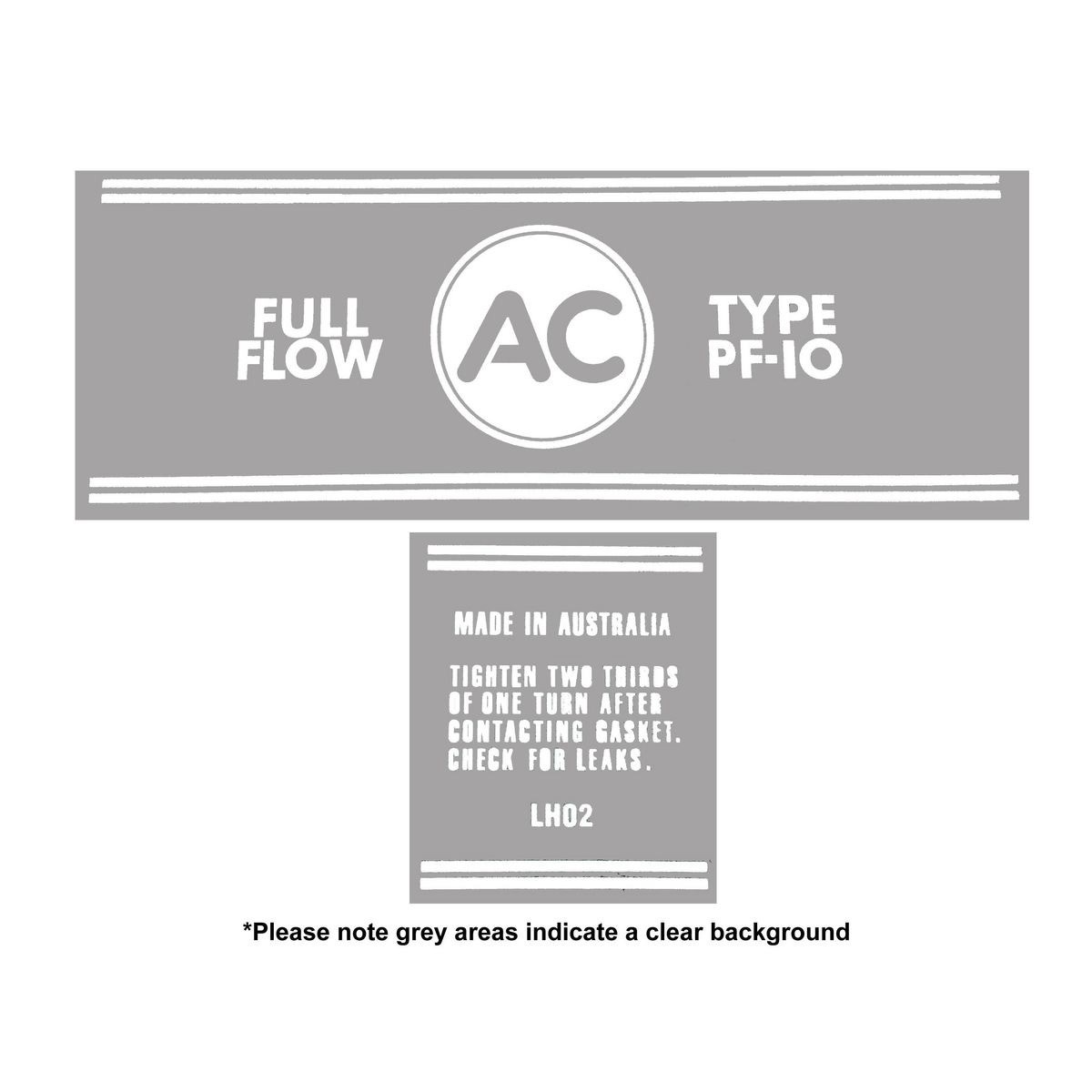 RSP Decals PF-10 AC Blue Engine Oil Filter Various Holden Models - DOF001 Auto