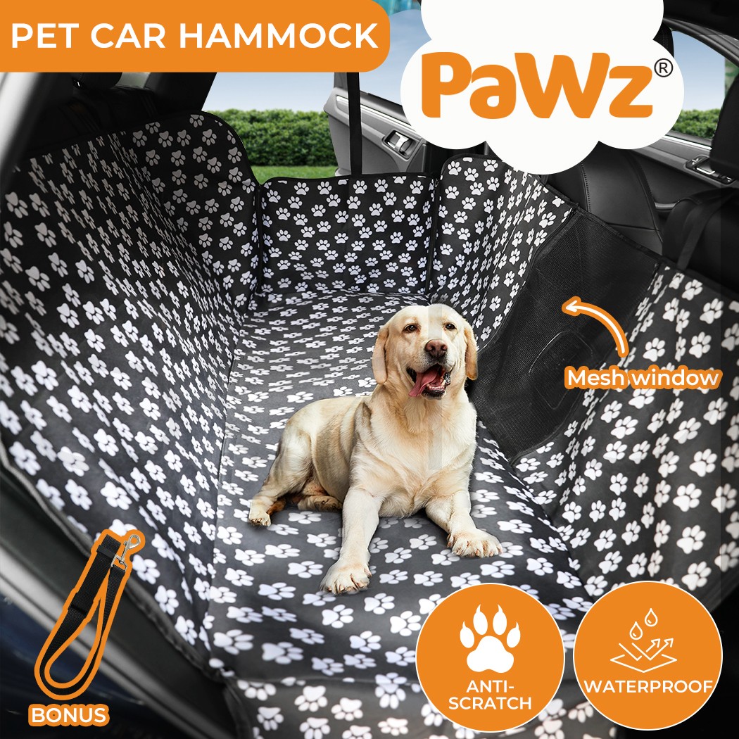 Pawz Dog Car Seat Cover Hammock Waterproof Non-Slip Black Oxford Cloth Large