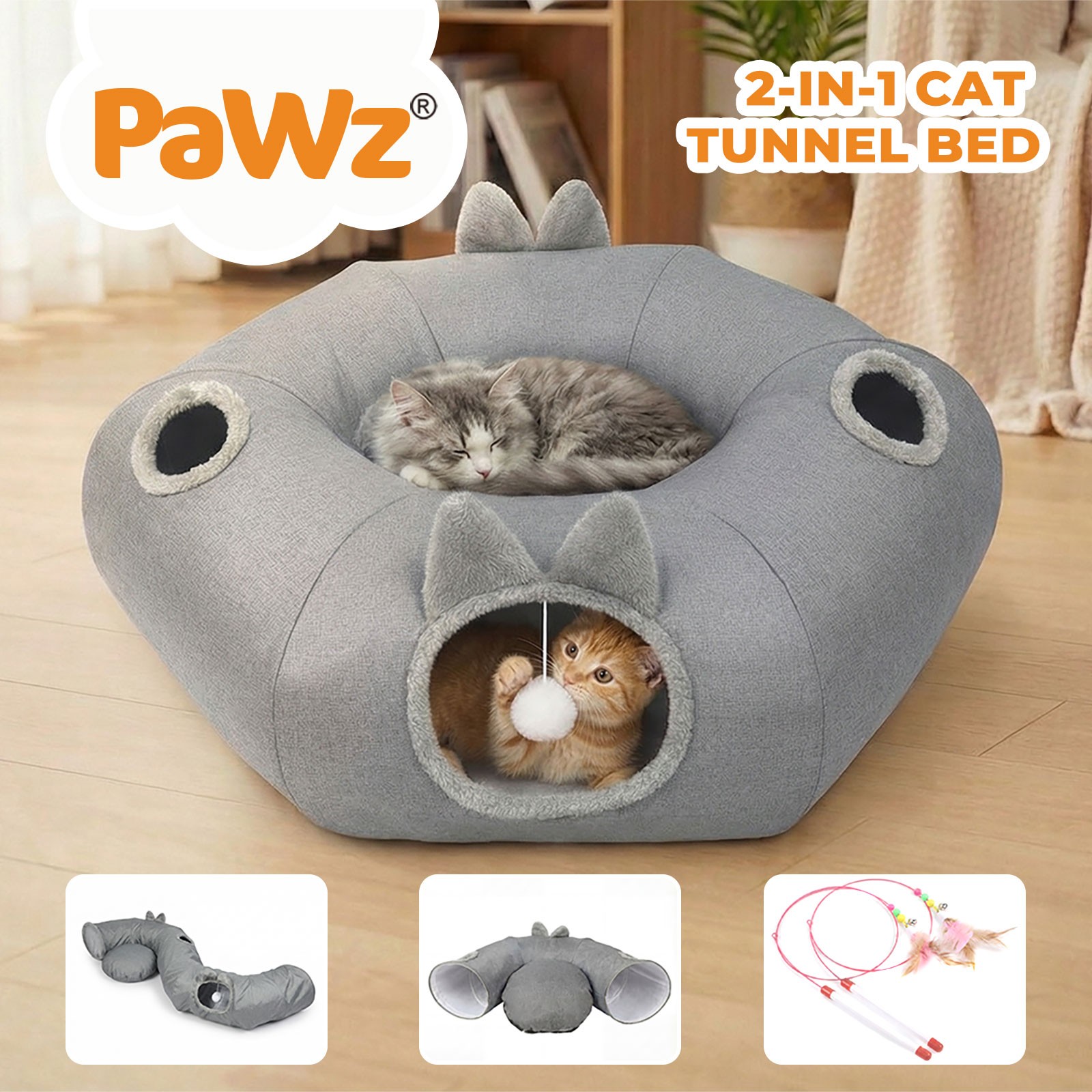 Pawz Large Cat Tunnel Bed Interactive Multi-Functional Toy Indoor Playhouse