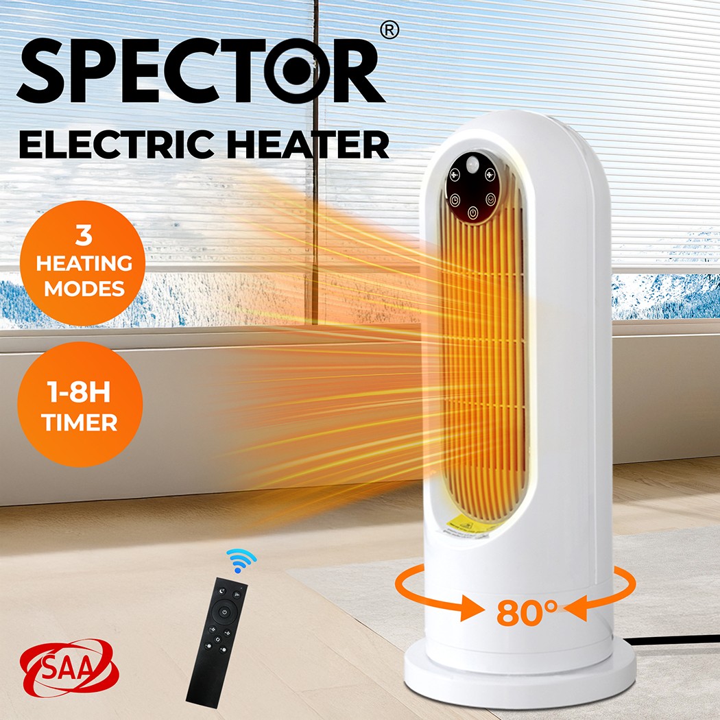 Spector 1200W Electric Bladeless Portable Space Heater Fan White Quiet