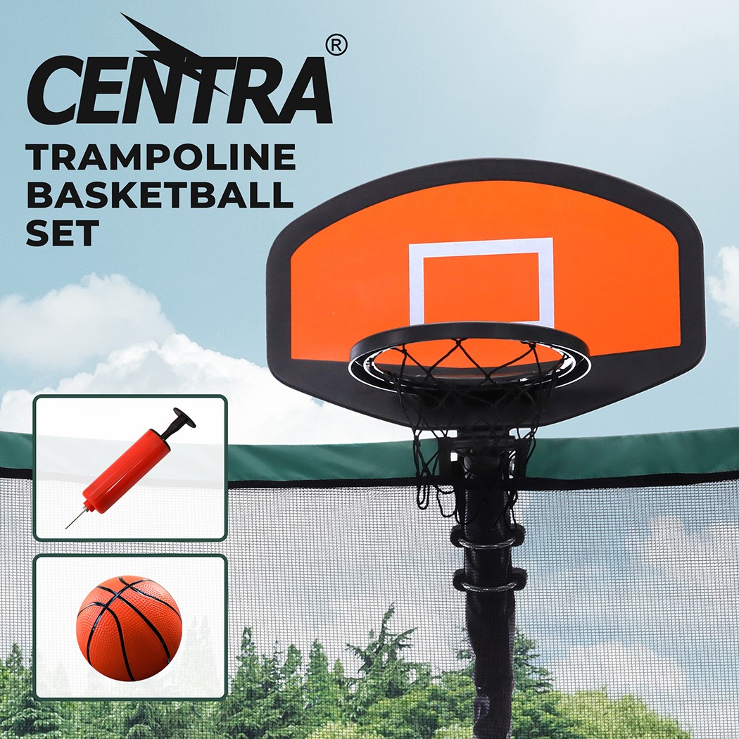 Centra Trampoline Basketball Set Kids Hoop Ring Backboard Pump Ball