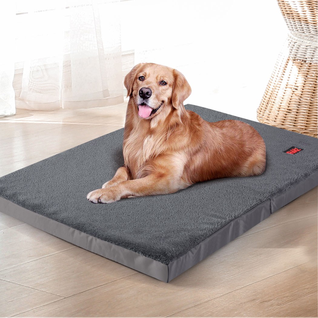 Pawz Dog Puppy Bed Foldable Cushion Pad Grey Machine Washable 75cm x 50cm