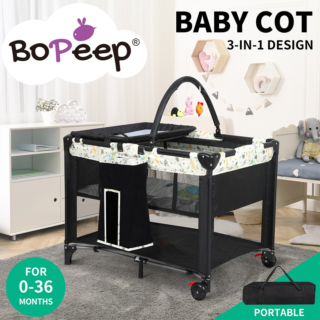 Bopeep Baby Cot Bed Crib Portable Bassinet Foldable Travel Safety Rails