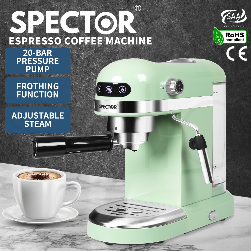 Spector Espresso Coffee Maker Machine 1350W Latte Cappuccino Milk Frother Mint