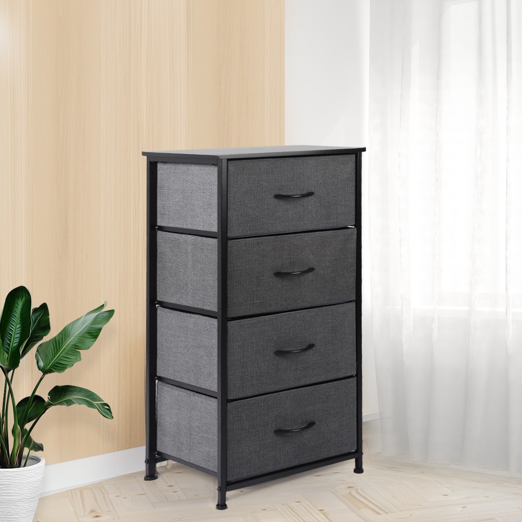 Levede Grey 4 Drawer Chest of Drawers Tallboy Storage Cabinet 93cm MDF