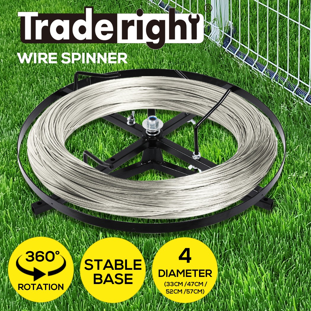 Traderight Wire Spinner Dispenser Fence Fencing Reel Winder 4 Sizes Steel Black