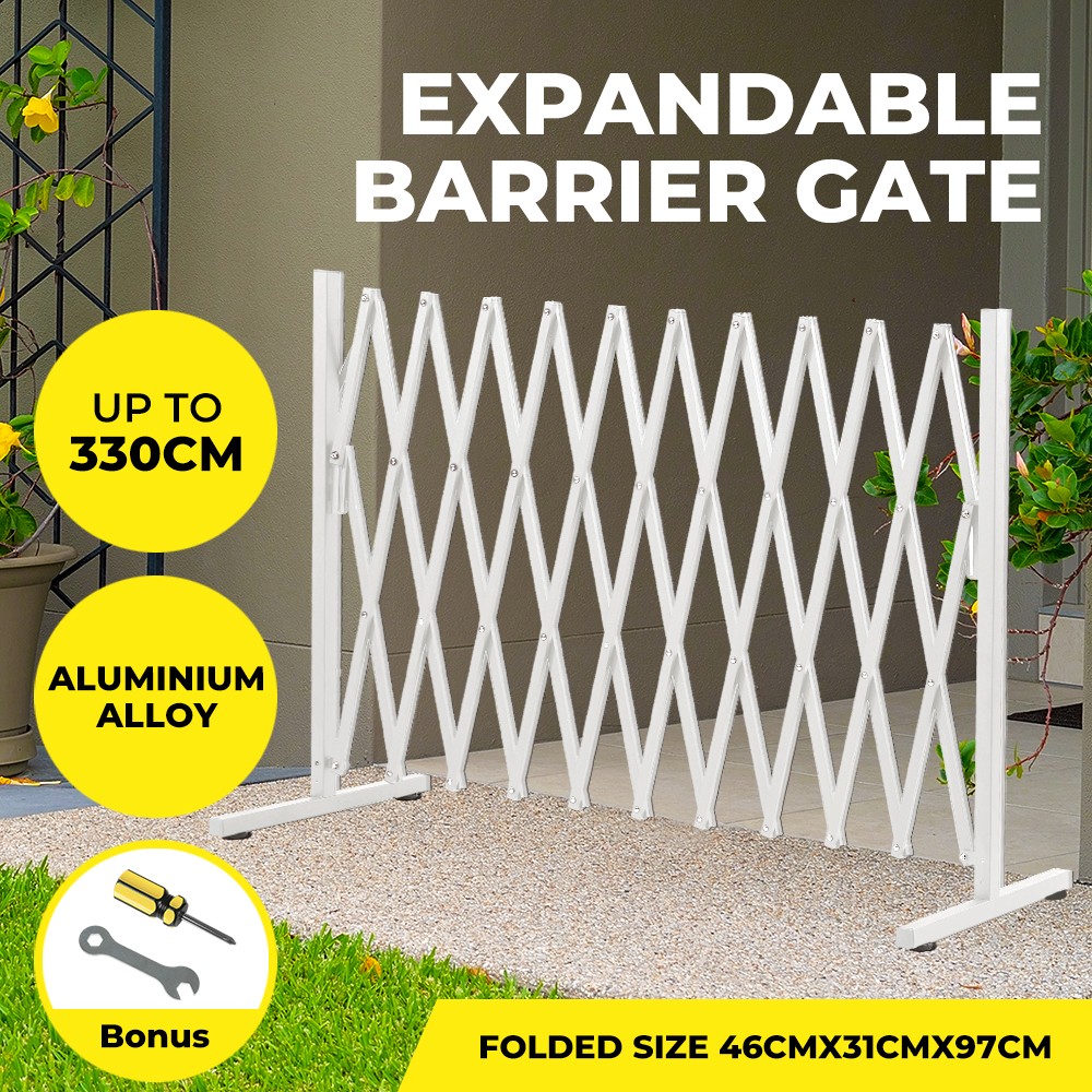 Modern White Aluminium Expandable Dog Pet Security Barrier Garden Gate