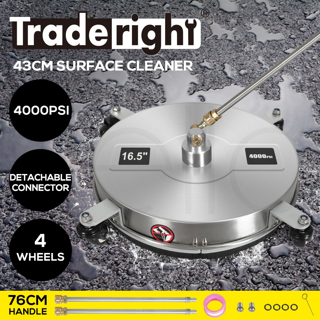 Traderight Pressure Washer Surface Cleaner 4 Wheels 304 Stainless 27600 kPa