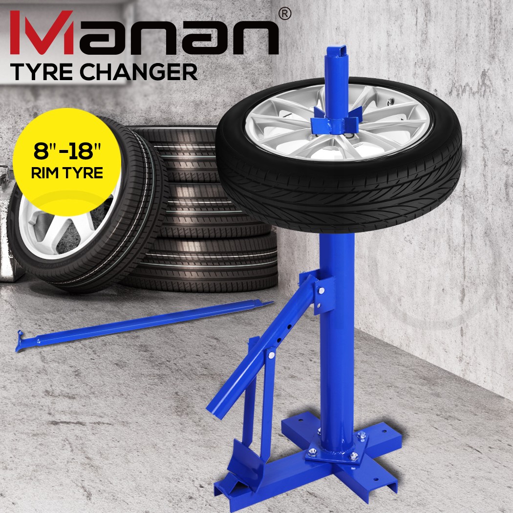 Manan Manual Motorcycle Tyre Changer Bead Breaker Steel Heavy Duty Set Blue