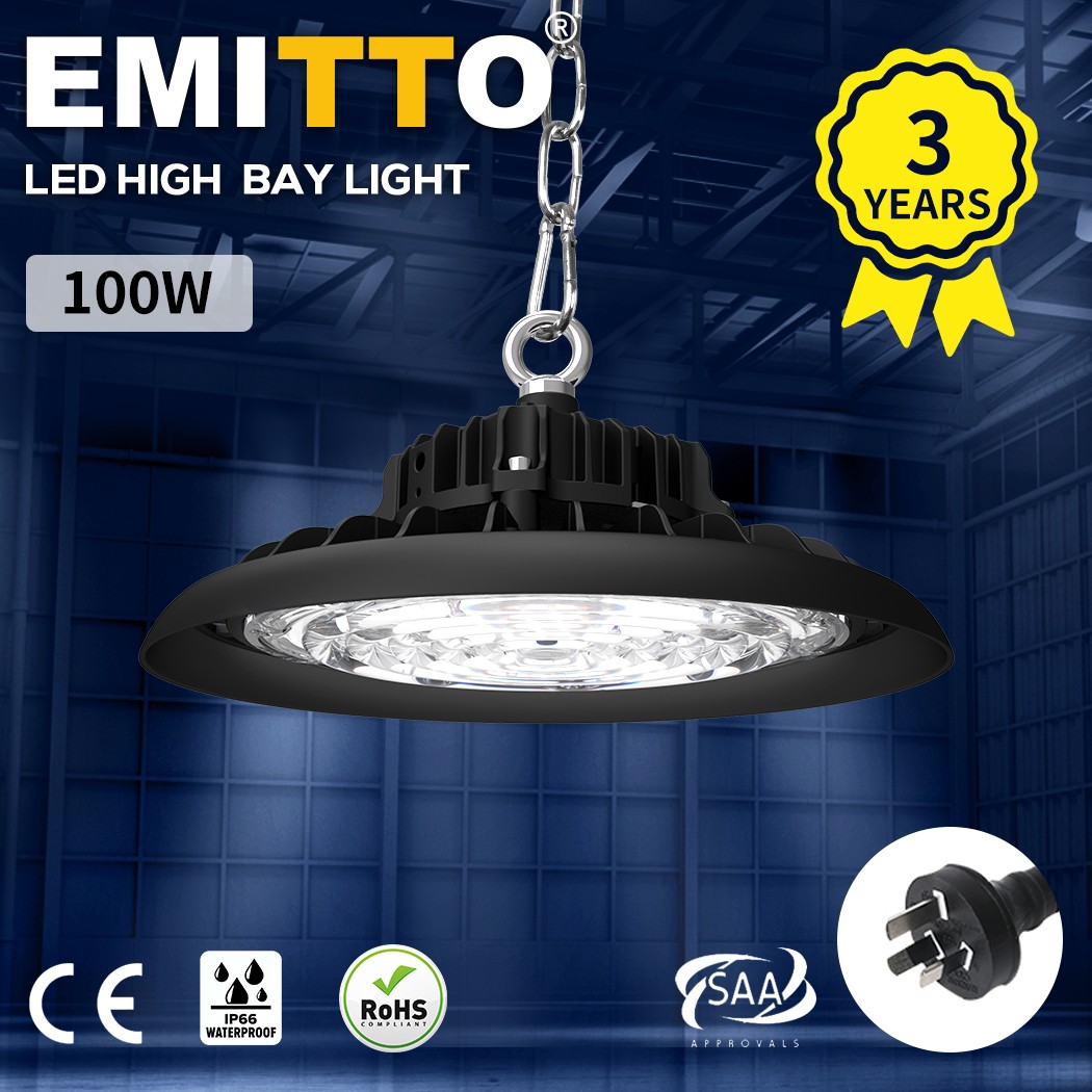 Emitto UFO 100W LED High Bay Light Aluminium Workshop Warehouse Factory Lamp