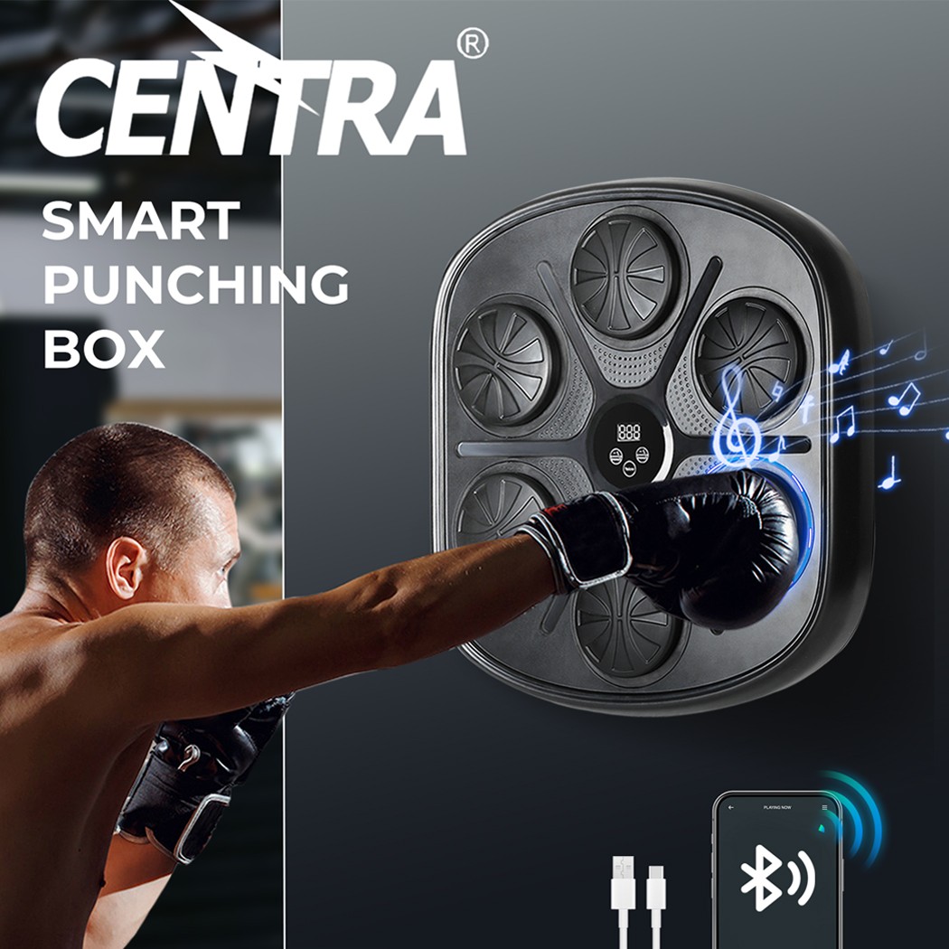 Centra Electronic Punching Box Music Machine Bluetooth 9 Speeds Black Home Gym
