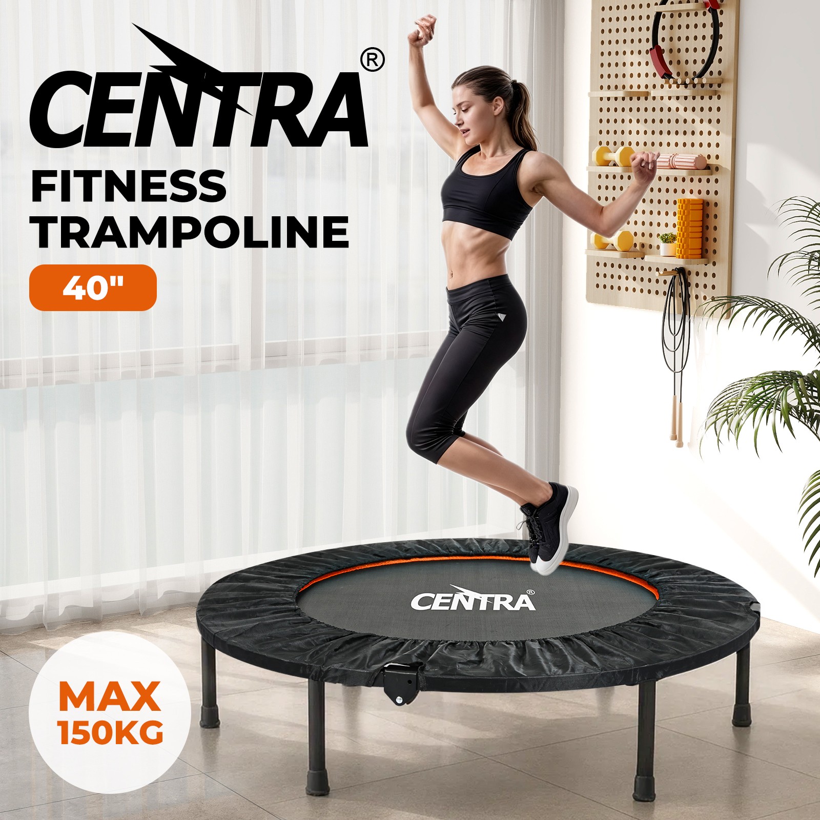 Centra 40 Inch Mini Round Trampoline Rebounder Home Gym Fitness Exercise