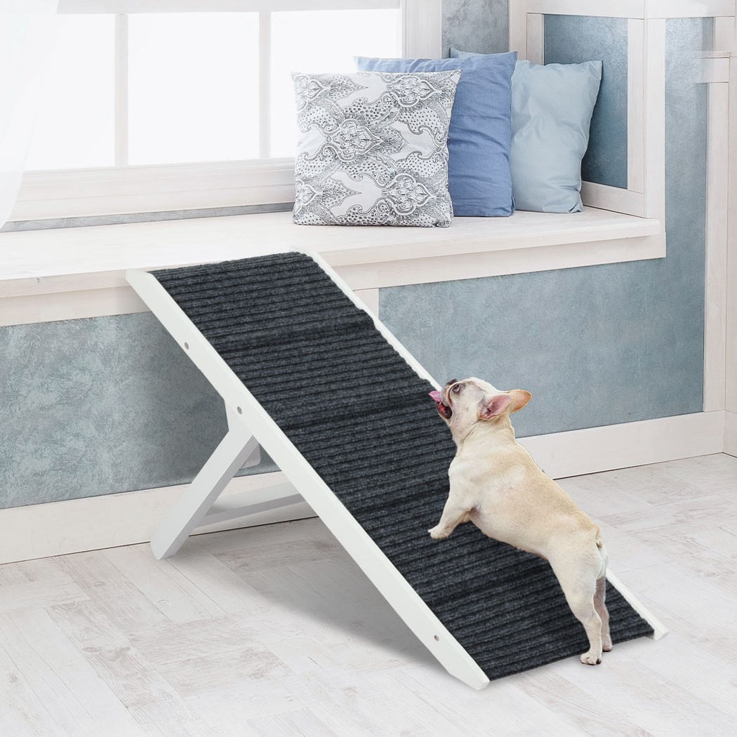 PaWz Dog Ramp PT1142-WH Adjustable Height Folding Portable Wood White