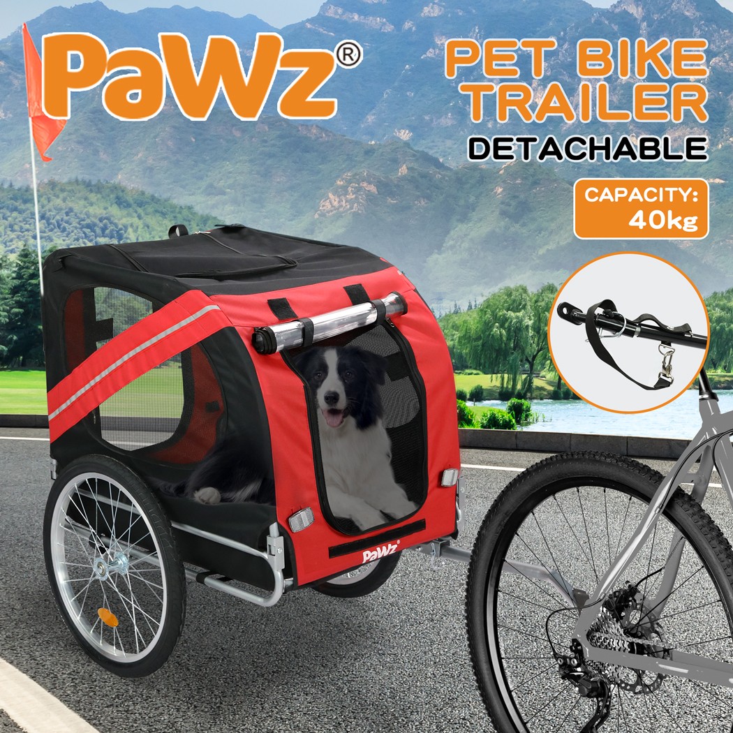 Pawz Large Foldable Pet Bike Trailer Stroller Sunroof Steel Oxford Fabric 40kg