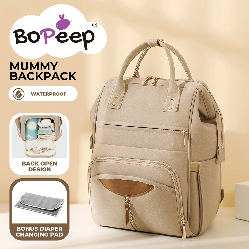 Bopeep Mummy Backpack Nappy Changing Bag Baby Diaper Travel Waterproof Khaki