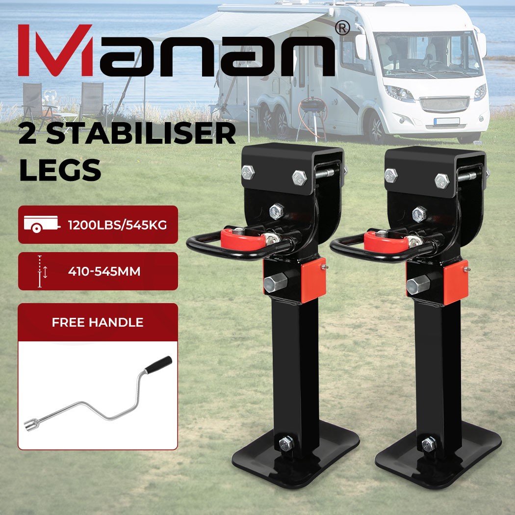 Manan 2X 410mm-545mm Drop Corner Steadies 1200LB Caravan Trailer Steel Jacks