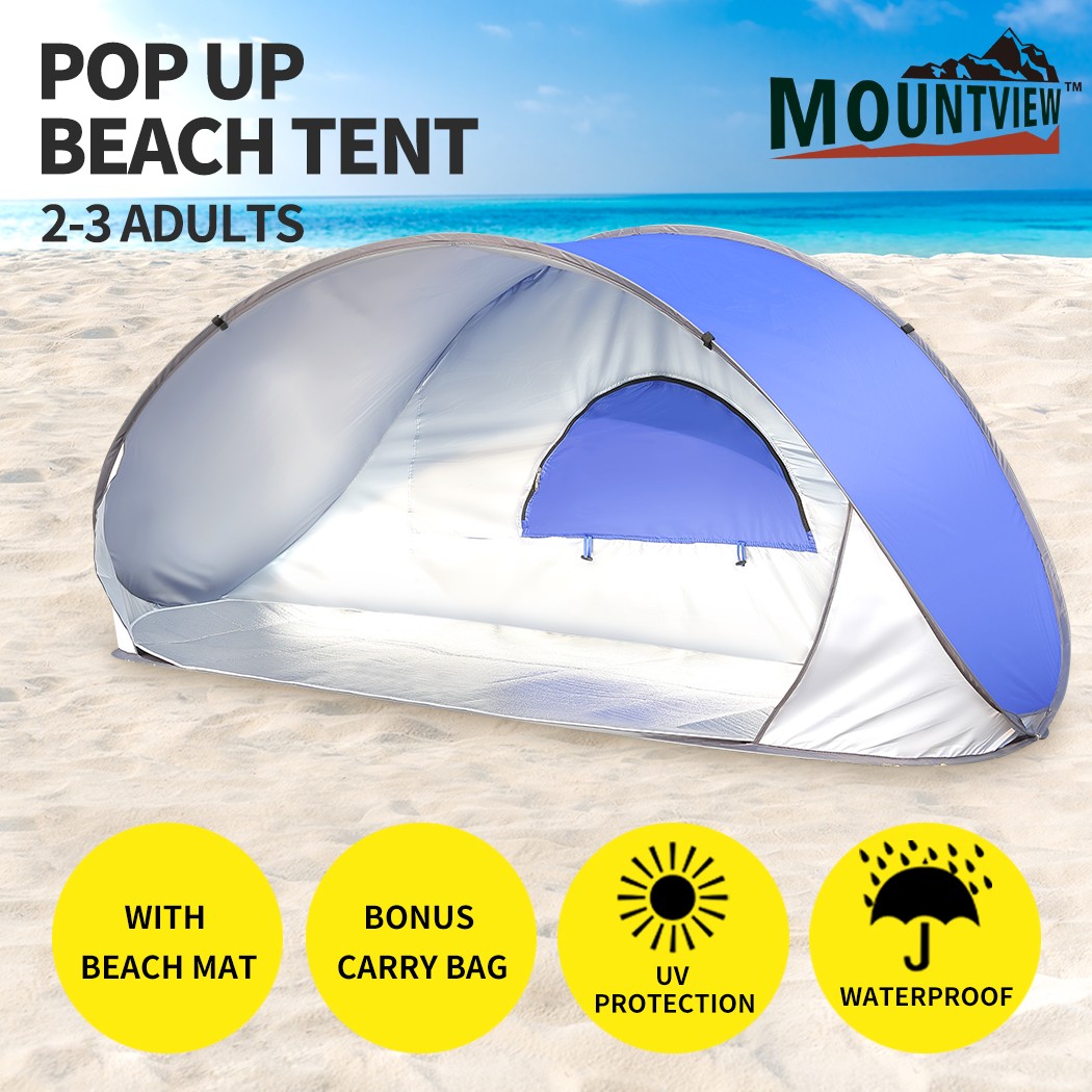Mountview Pop Up Tent Beach Camping 2-3 Person Hiking Portable Shelter Mat Setup