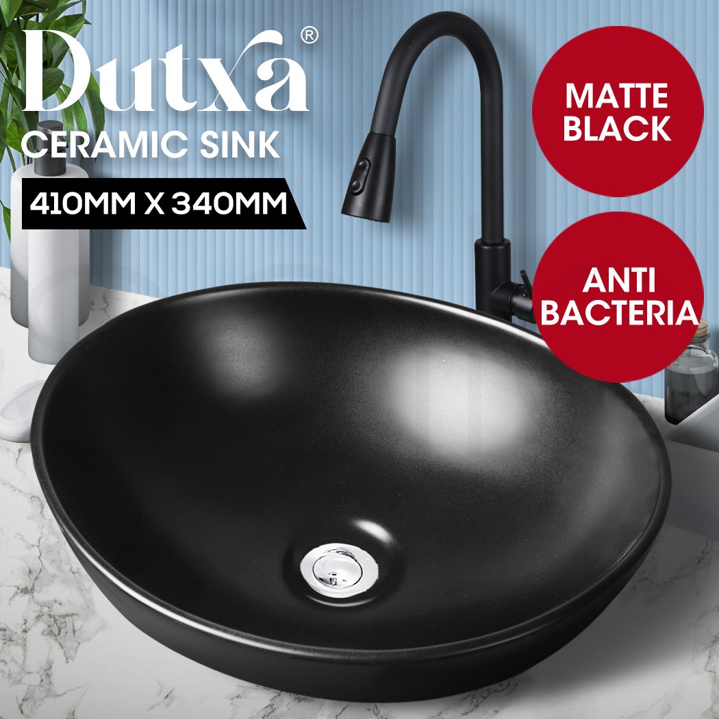 Dutxa Modern Ceramic Bathroom Basin Vanity Sink Hand Wash Bowl Matt Black