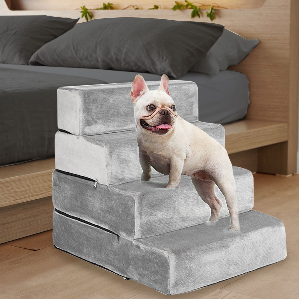 Pawz Pet Stair 4 Step Ramp Portable Adjustable Soft Washable XXL Stairs
