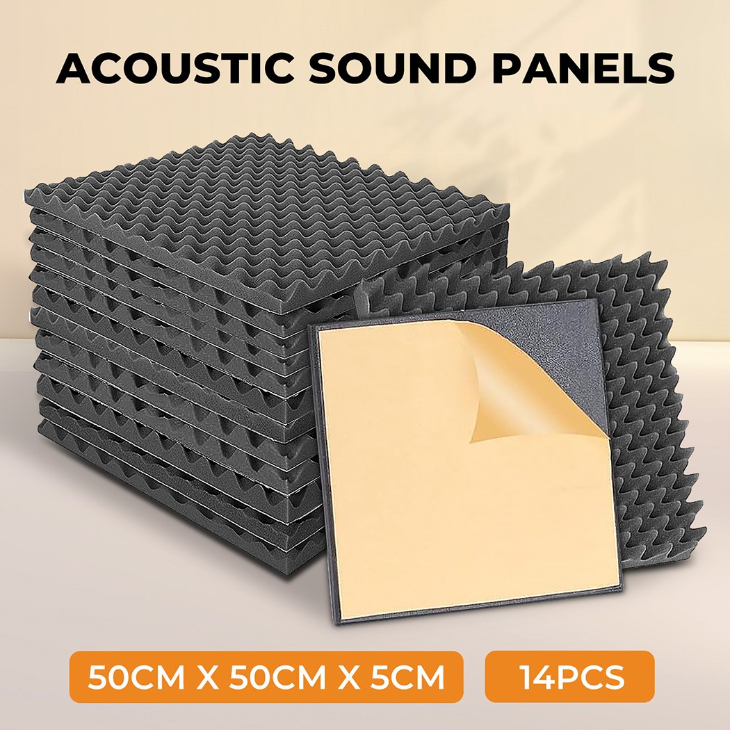 Traderight 14Pcs Acoustic Wall Panels Foam Sound Absorption Noise Wedge Tile