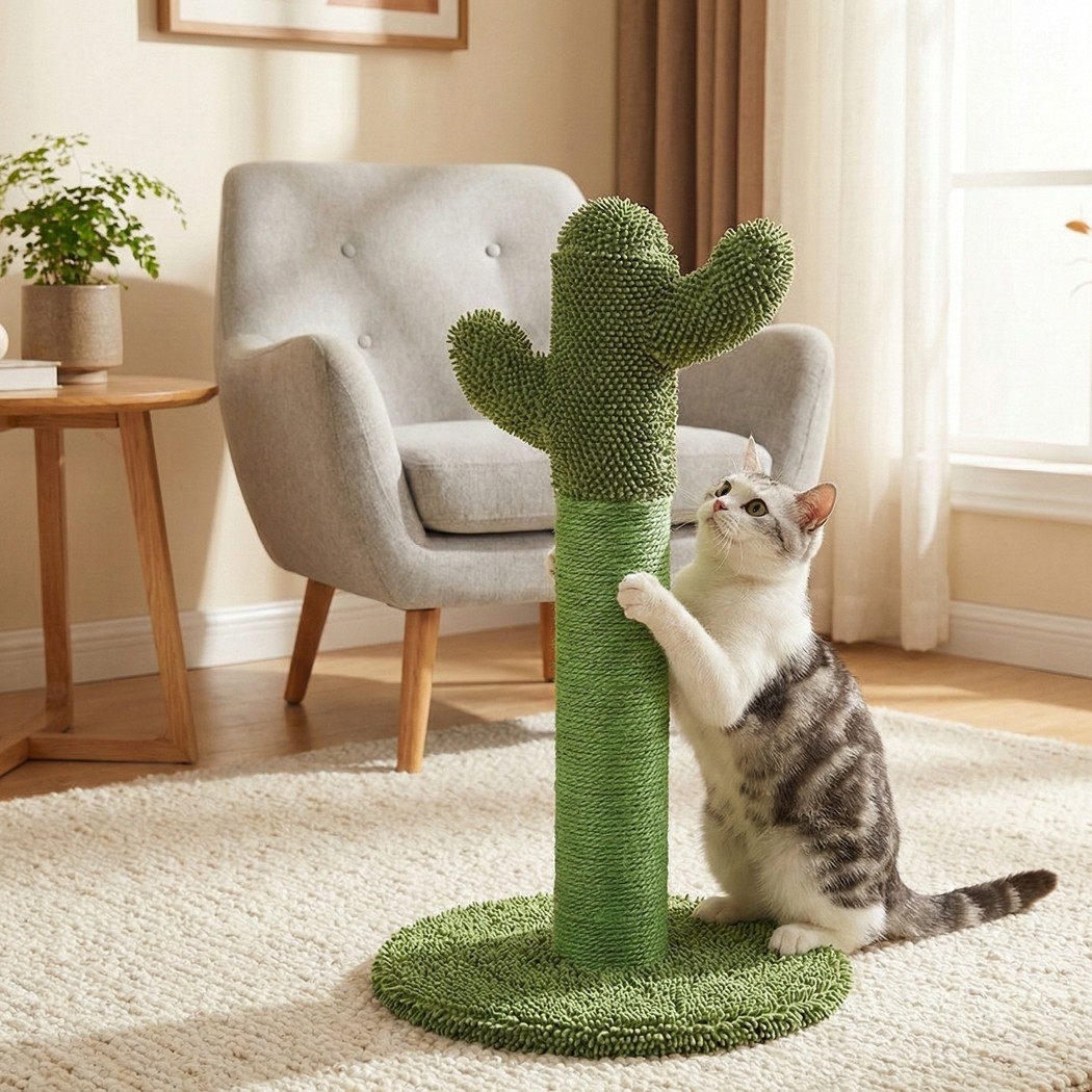 Pawz Cactus Cat Scratching Tree Scratcher Pole Kitten Climbing Furniture Green