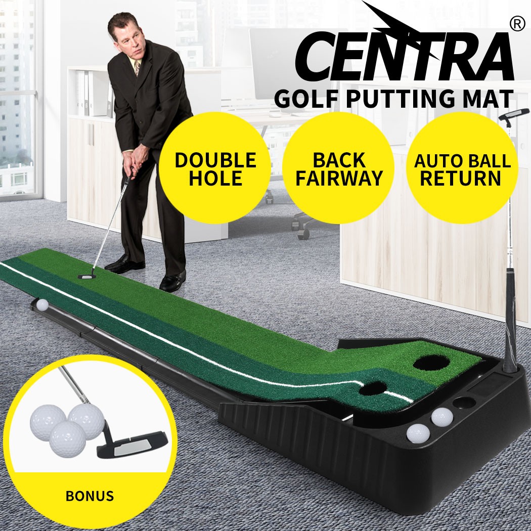 Centra Golf Putting Mat PNGO1003 250cmx40cm Green Portable Auto Return