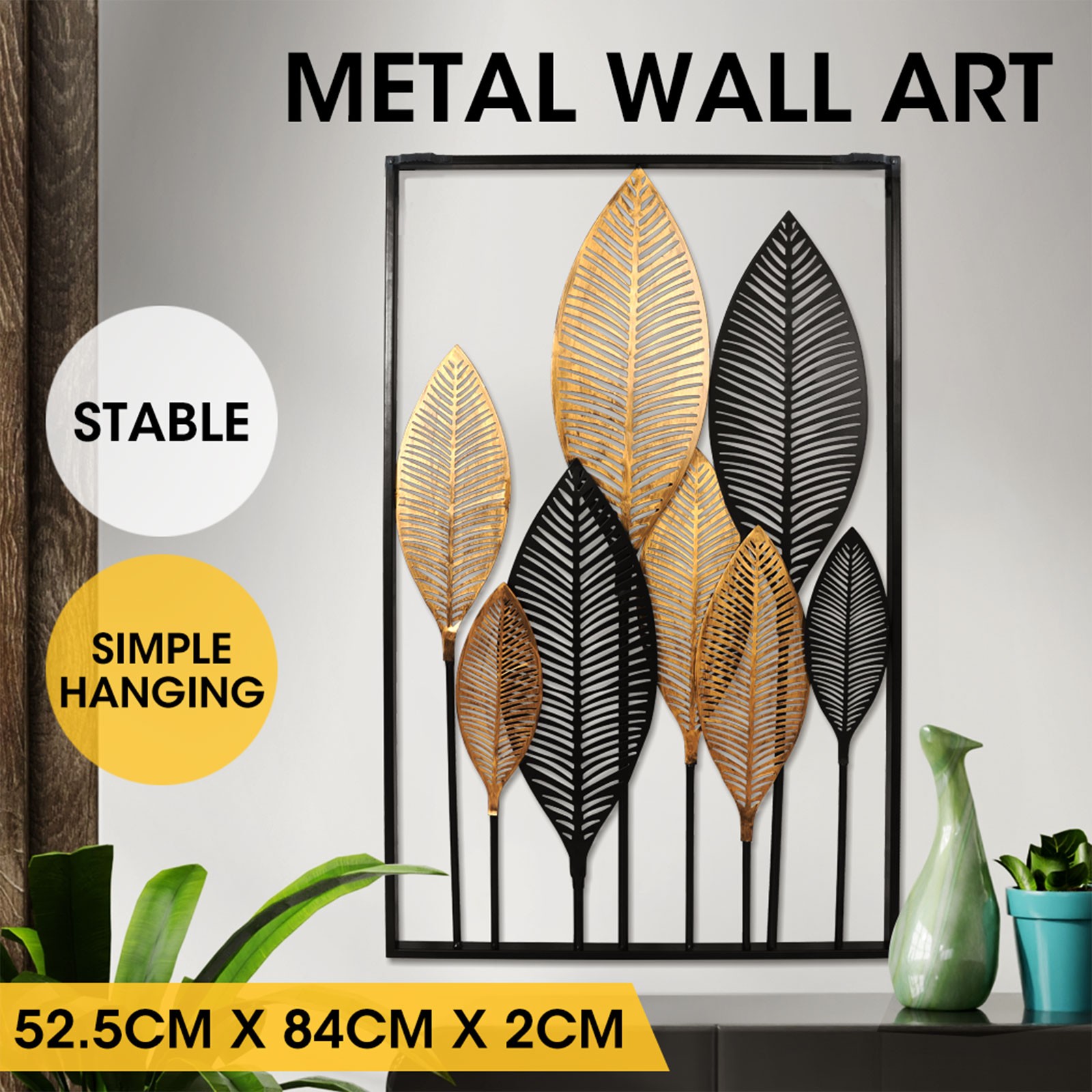 Large Metal Wall Art Tree Of Life Leaf Sculpture 84cm Modern Multicoloured
