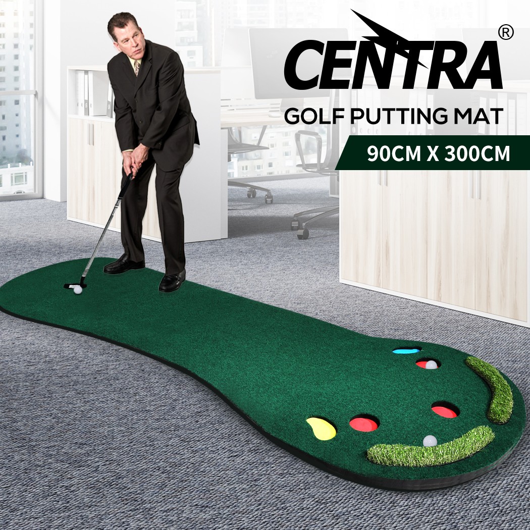 Centra Golf Putting Mat 3M x 90cm Green Portable Indoor Outdoor Training