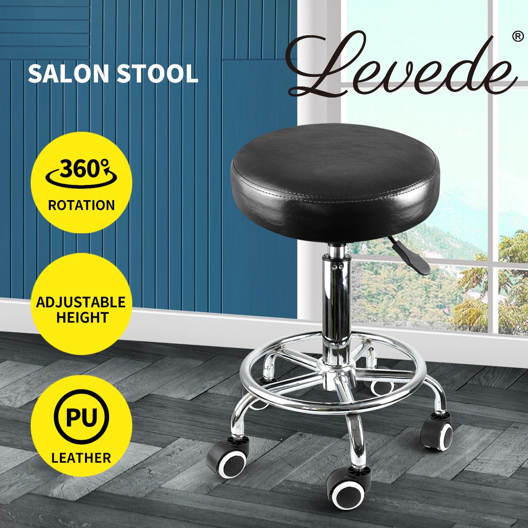 Levede Black Salon Barber Chair Hydraulic Lift Swivel Stool 150kg Adjustable