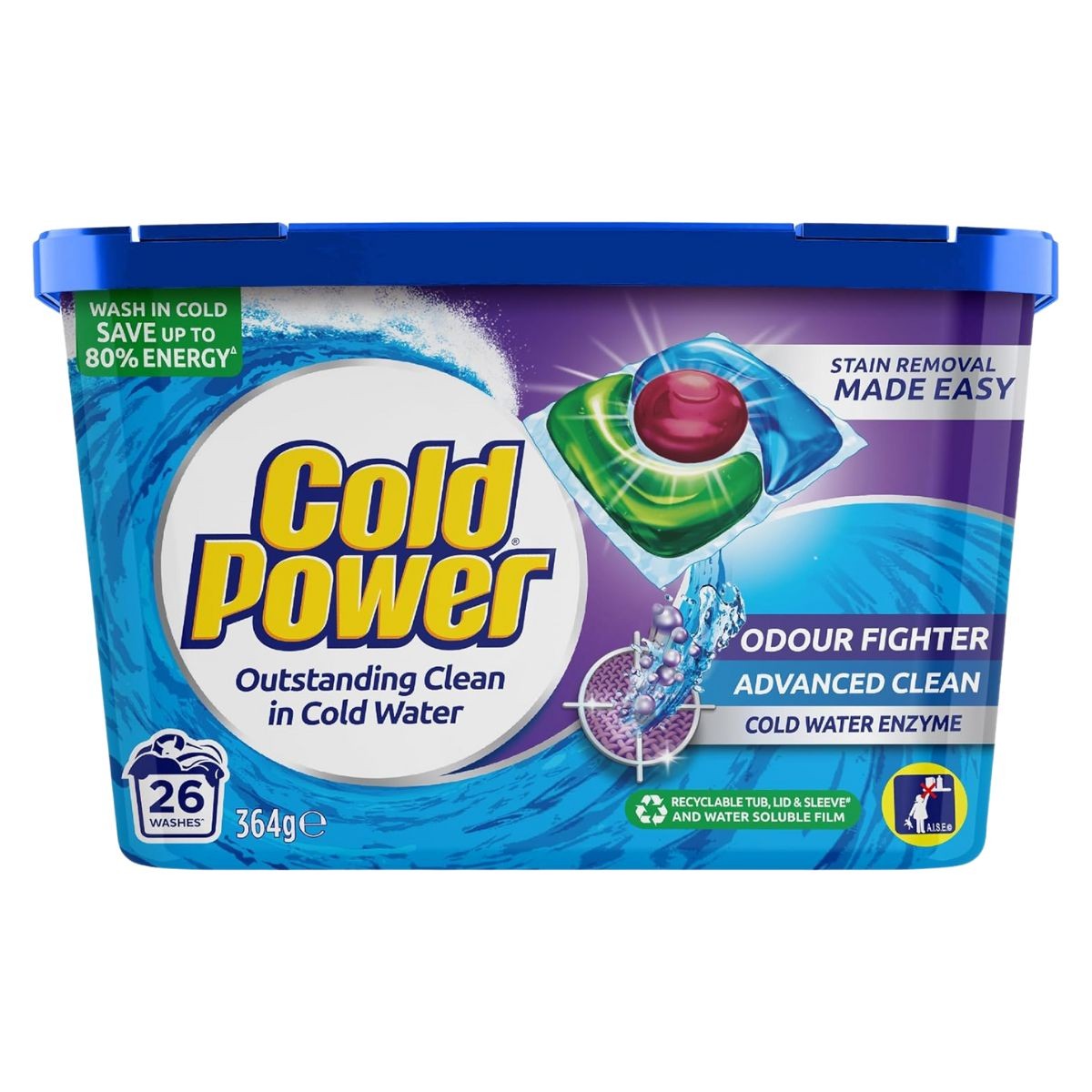 Cold Power Odour Fighter 26 Laundry Detergent Capsules Detergents Softeners