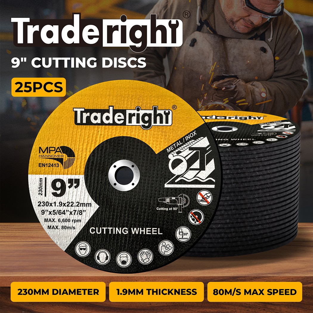 Traderight 230mm Angle Grinder Cutting Discs Metal Thin Cut Off Wheel 25Pcs