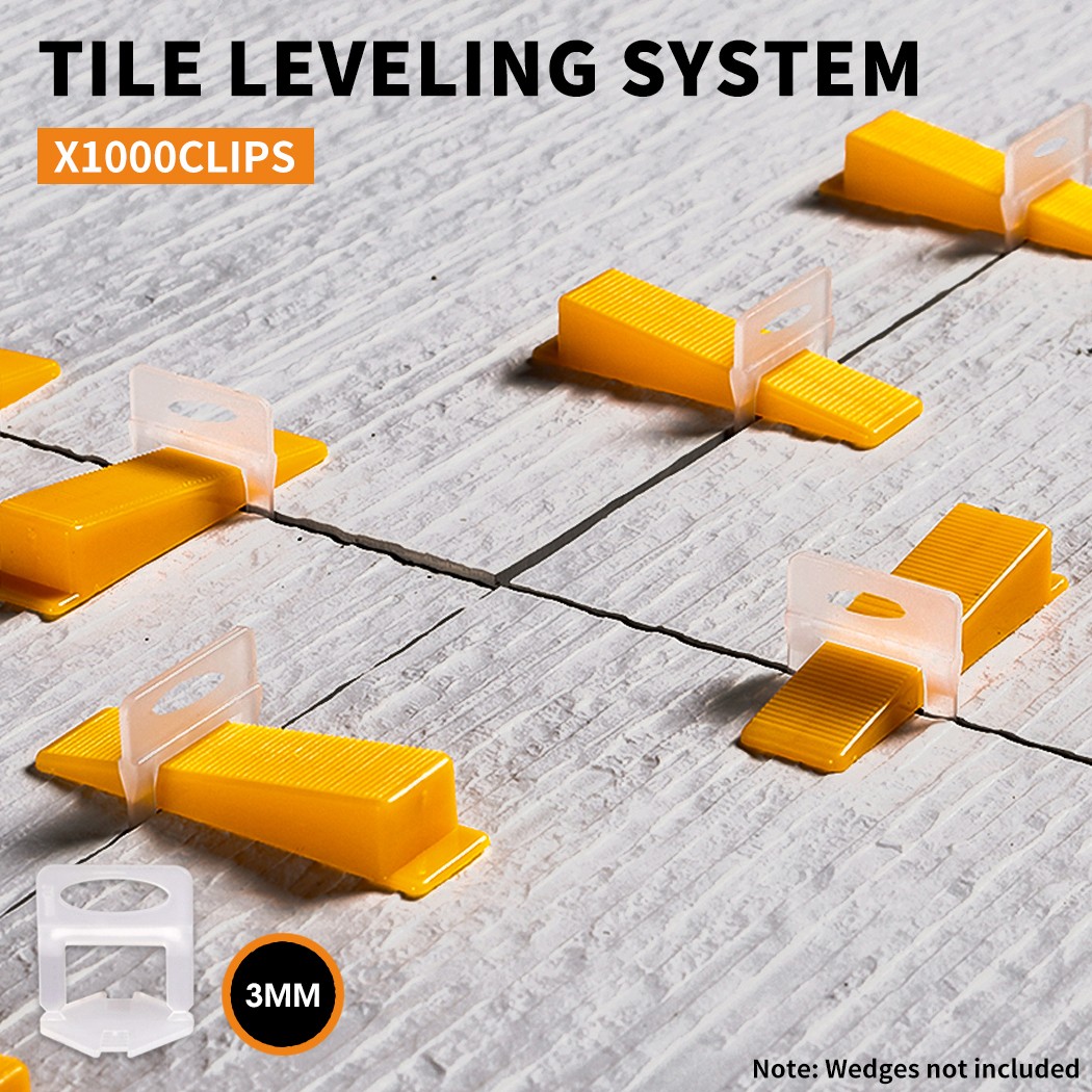 1000x 3mm White Plastic Tile Leveling System Clips Spacer Tiling Tool