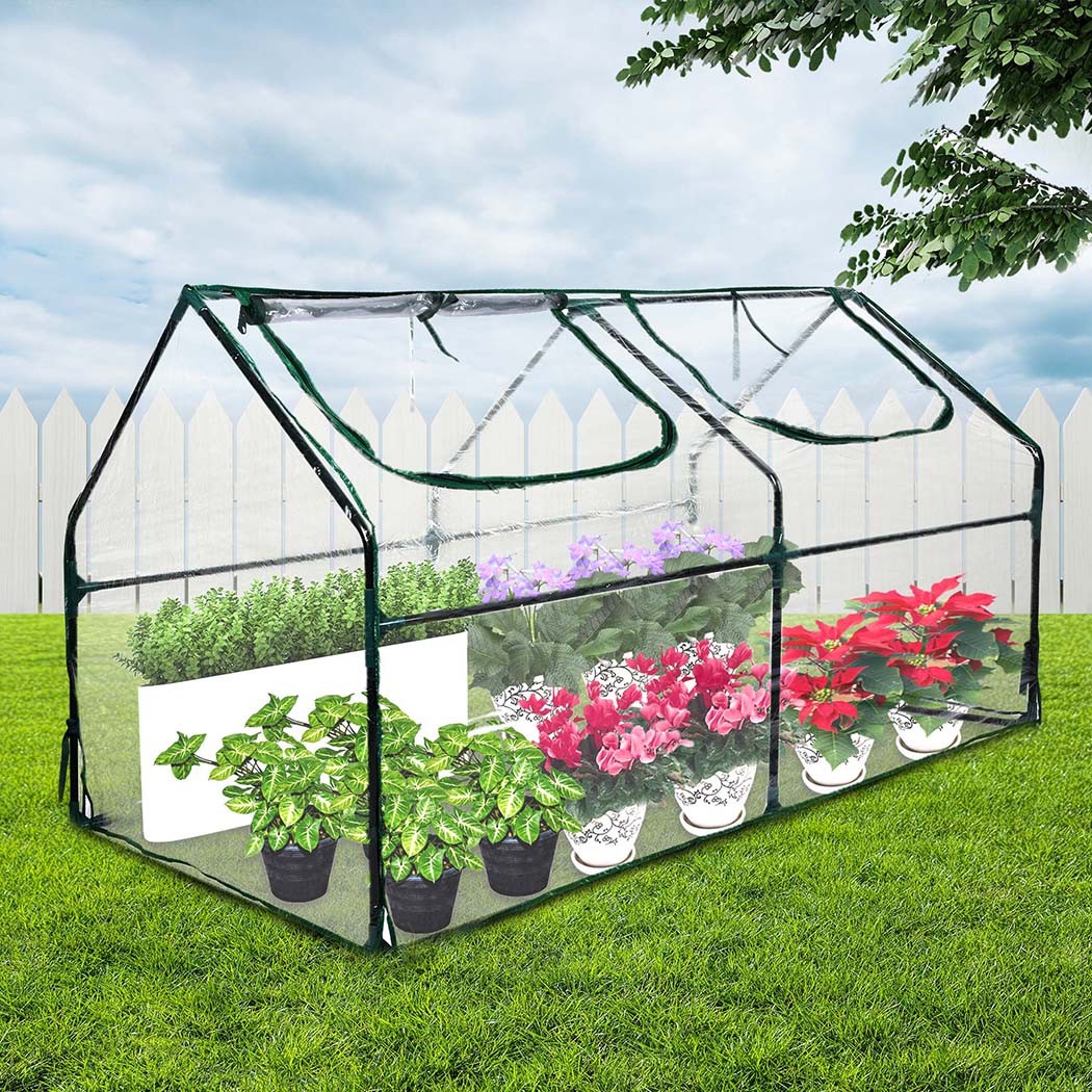 Levede Greenhouse PVC Cover Steel Frame Tunnel Clear 182cm x 92cm x 92cm