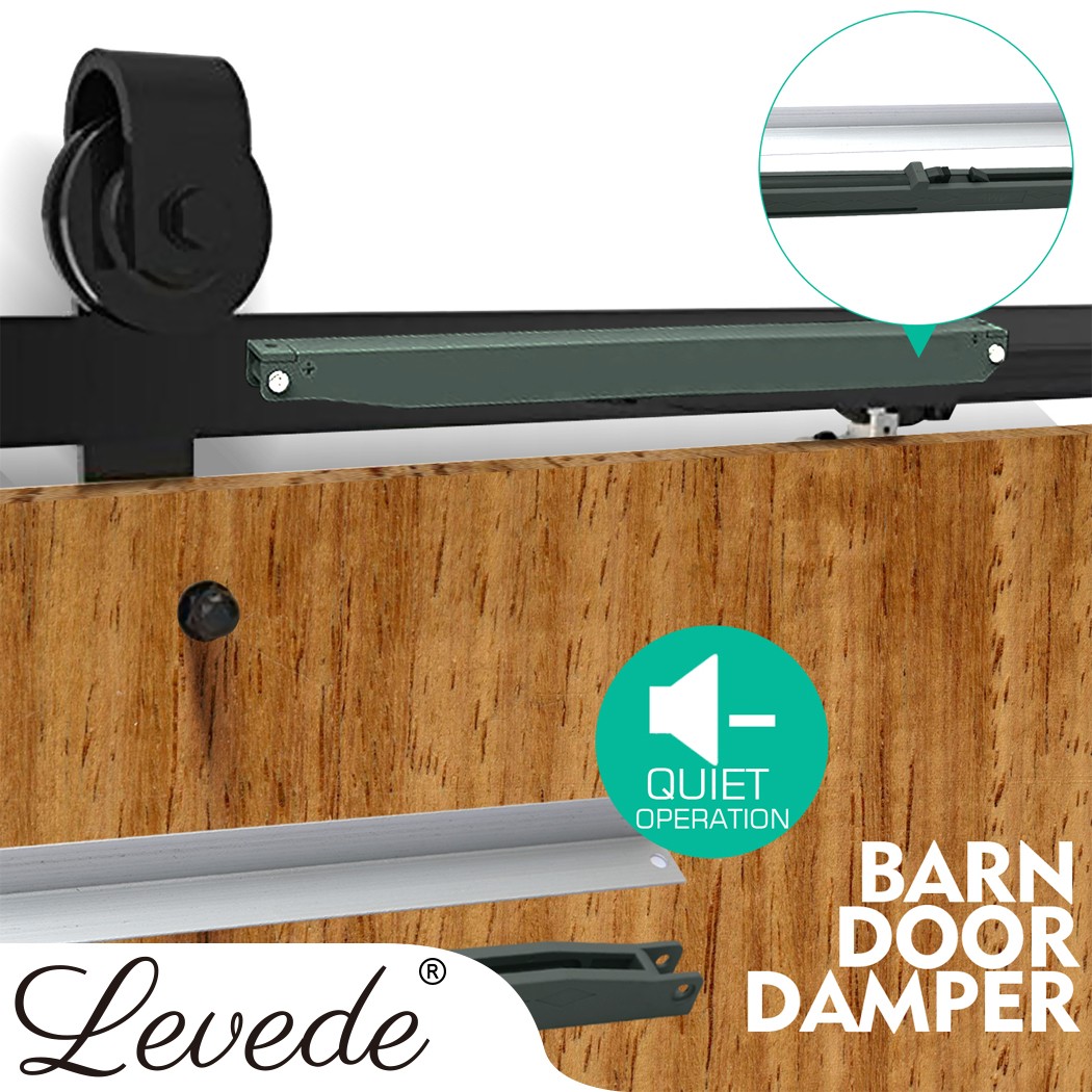 Levede Antique Style Sliding Barn Double Door Hardware Damper Kit Black