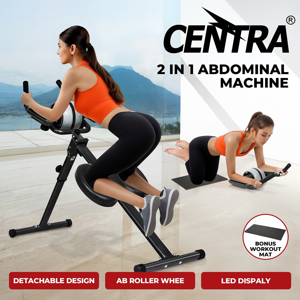 Centra Adjustable Ab Crunch Machine Roller Wheel Abdominal Exerciser Gym Workout