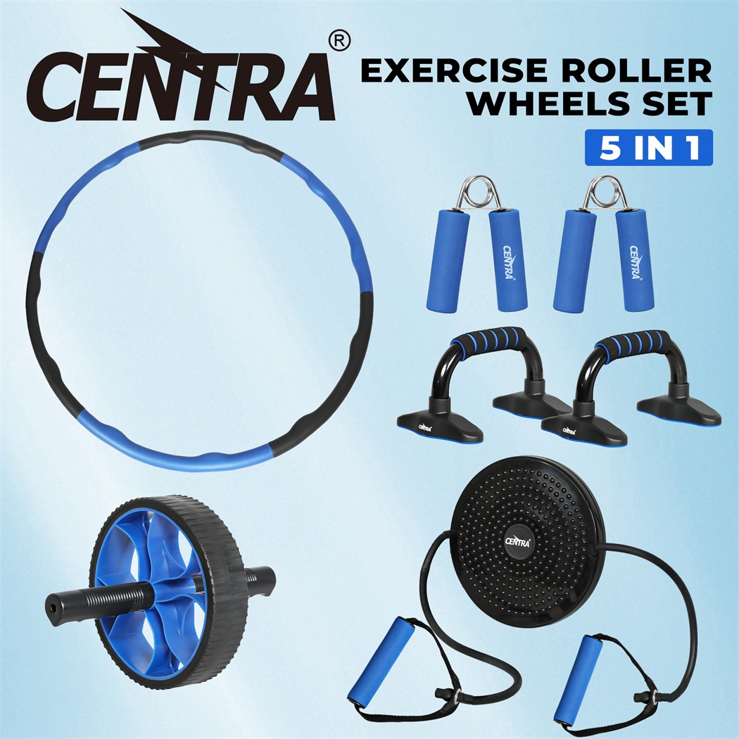 Centra Exercise Roller Wheels Set Hula Hoop Waist Twister Push Up Bars