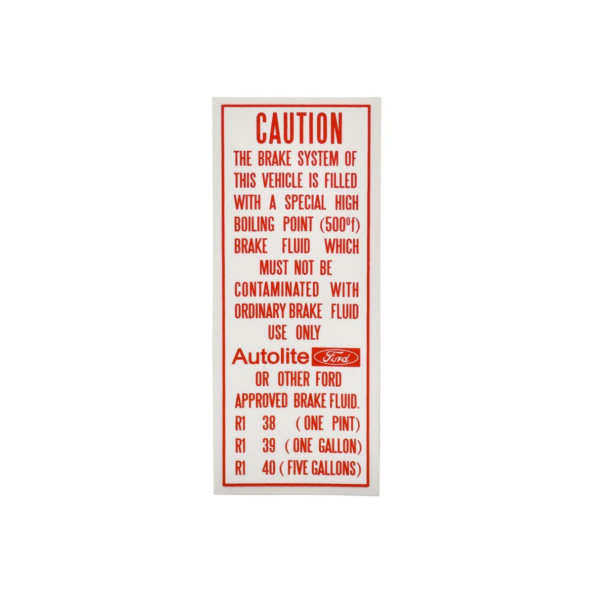 RSP Decal Brake Fluid Caution Falcon XW XY Fairlane ZC ZD - BD4226 Car Service