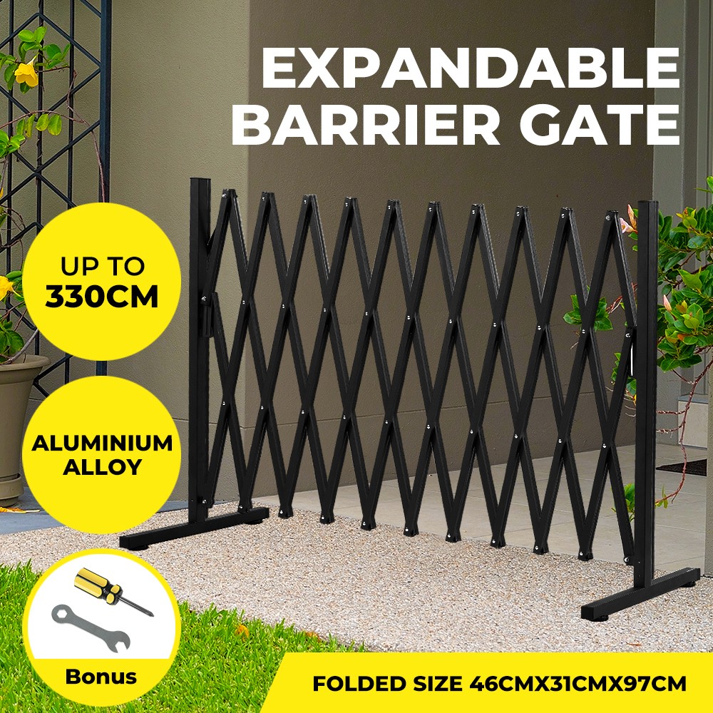 Aluminium Expandable Barrier Gate Black Powder Coated Garden Dog Pet Fence